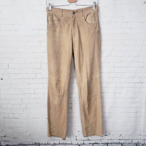 Ralph Lauren Collection Classics Black Label Suede Pants Size 4 Vintage Tan - Picture 1 of 15